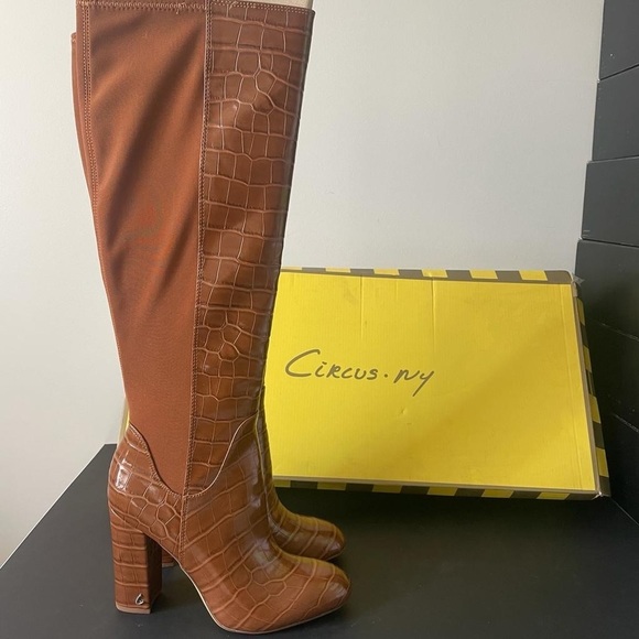 Nib Circus By Sam Edelman Clarimont Tall Stretch Knee high Boots in Mocha Croc - Picture 9 of 11